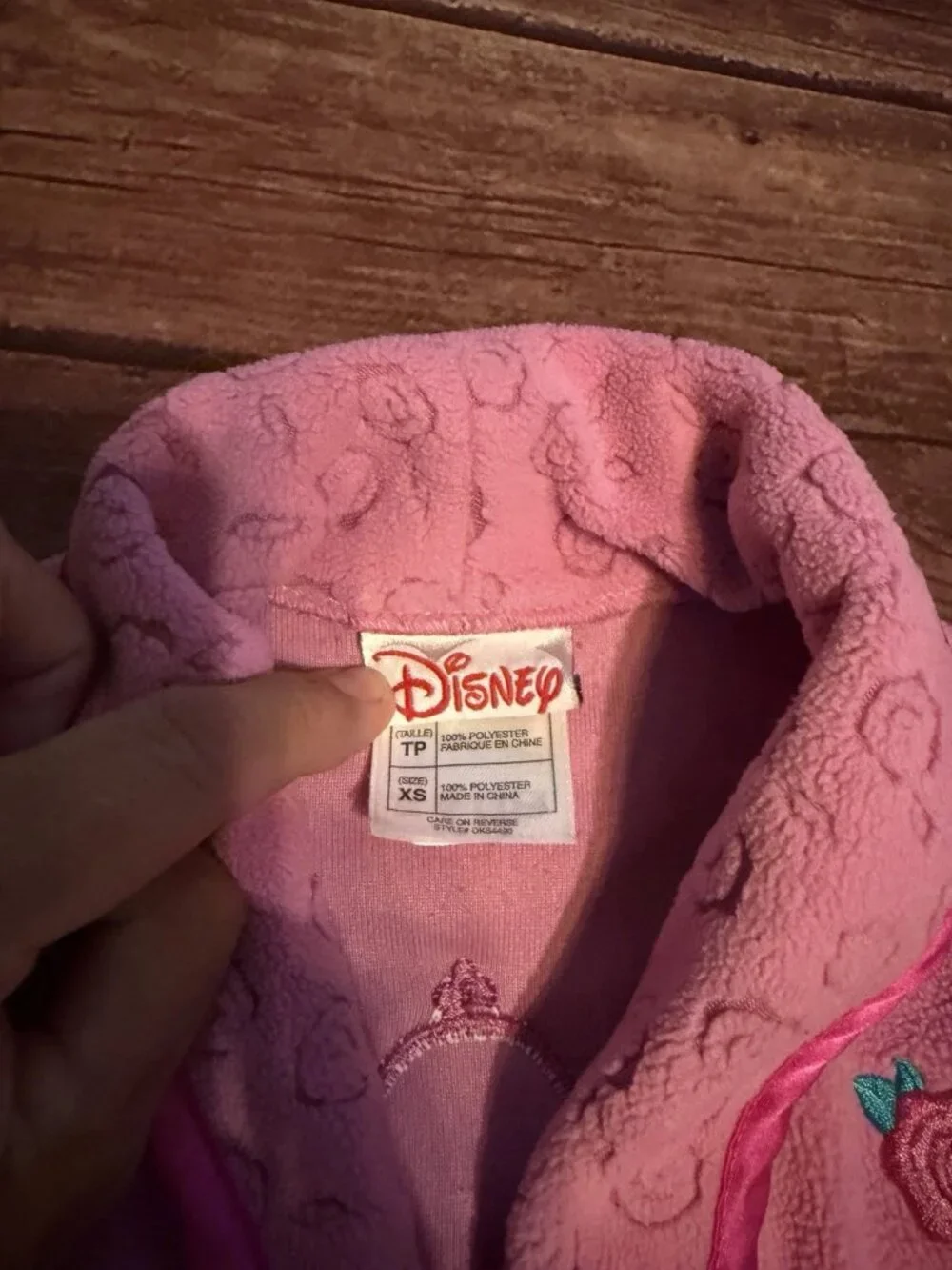 Kid's Disney Store Princess Pink Rose Robe XS Cinderella Belle Sleeping Beauty